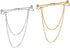 2pcs Men Gold Silver Collar Pin Bar Shirt Tie Stick Pin Brooch with Chain