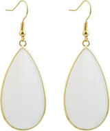 Natural Stone Ear Hook Women Earrings - Fashion White Shell Long Drop Earrings Hook Up Classic Ins Style Personalized Jewelry for Mother's Day Elegant Gift