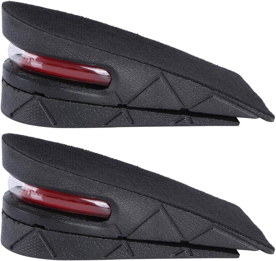 2in Height Increasing Insoles for Men Women, 2 Layer Adjustable Air Cushion Massage Shock Relief Comfortable Feet for Sports Shoes Boots (Black)
