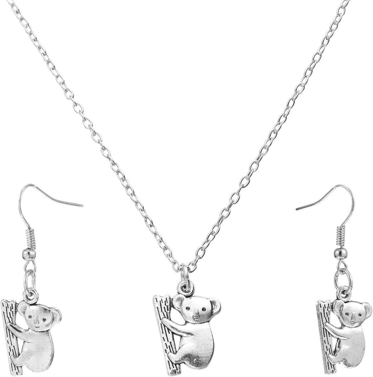 1 Set Koala Necklace Stainless Steel Charm Necklace Womens Silver Earrings Post Earrings for Women Koala Womens Earrings J Necklace for Women Australia Alloy