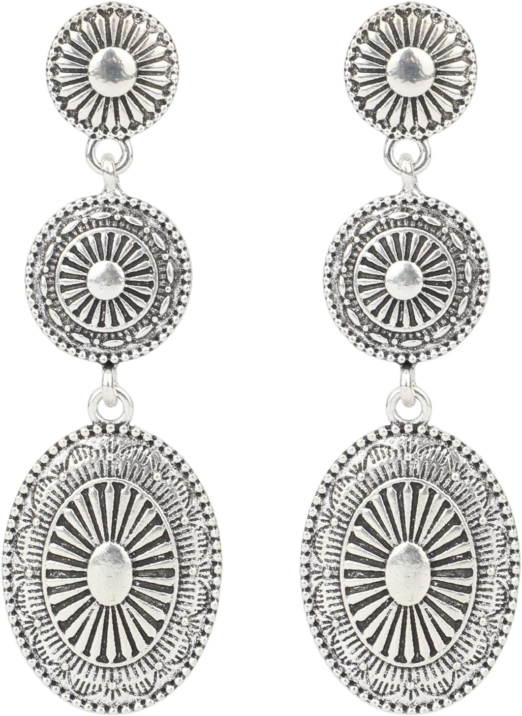 Western Country Earrings, Silver Elegant Jewelry for Women Vintage Concho Drop Dangle Earrings Trendy Cowgirl Country Concert Outfits Jewelry for Women