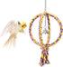 Bird Swing Perch Stand Cotton Rope 2 Two Rings Toy for Parrot Budgie Parakeet Cockatiel Conure Lovebird Finch Canary Cockatoo African Grey Macaw Eclectus Amazon Cage Accessories