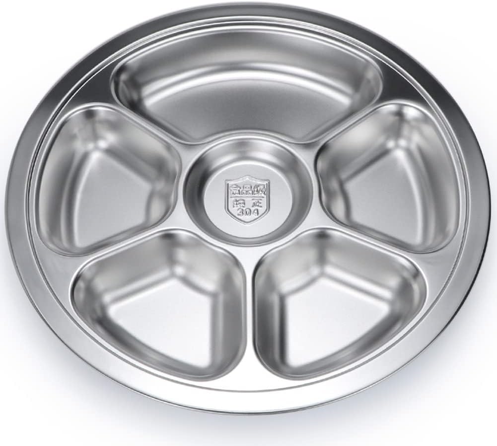 Stainless Steel Round Divided Plate 6 Sections