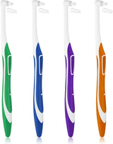 4pcs Tuft Toothbrush Single Tufted Slim Interspace Teeth Brushes End-tuft Tapered Compact Soft Dental Brushes for Detail Cleaning (Green + Blue + Yellow + Purple)