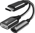 USB C OTG Adapter, 2 in 1 USB C Male to USB Female with 60W PD Charging Port Adapter Compatible with Galaxy S23 S22 Note 20, LG V40 V30, Google Pixel 6 XL,Google Chromecast with Google TV (Black)