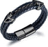 Mens Leather Bracelet with Stainless Steel Clasp Multi-Layer Braided Leather Mens Bracelet