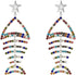 Multicolor Crystal CZ Fishbone Dangle Earrings for Women Statement Large Long Fish Skeleton Earrings