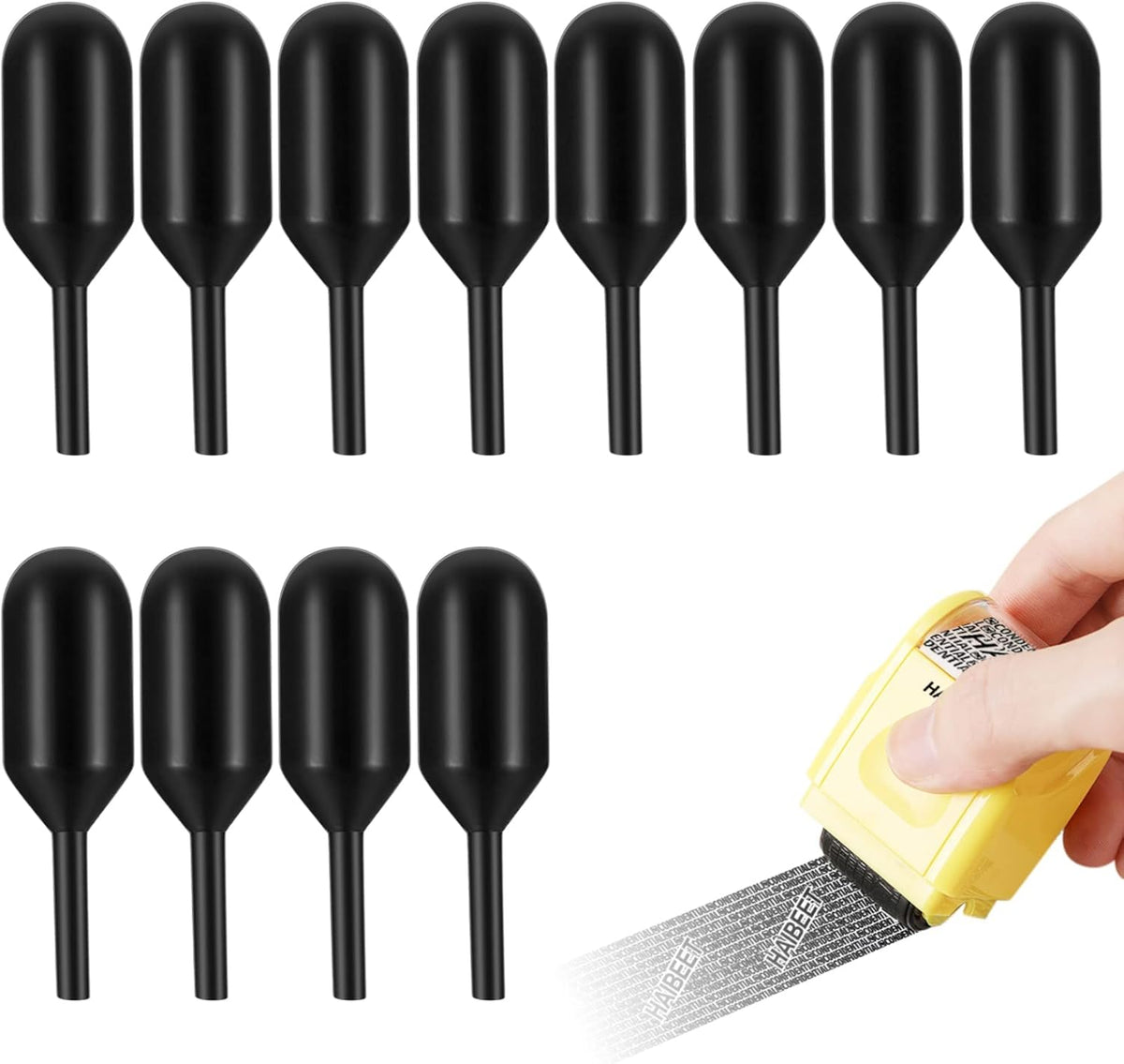 Identity Theft Protection 12 Pcs Roller Stamps Replacement Refills for Confidential Privacy Security, Black Ink, Covers Personal Mail Address Information