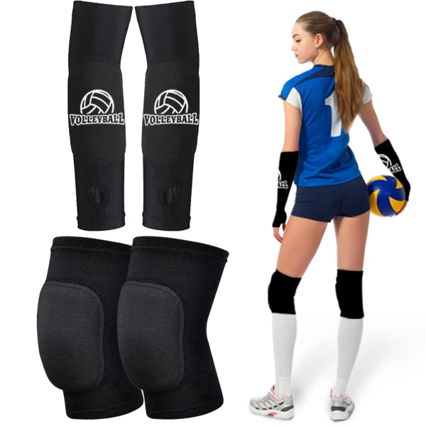 Volleyball Knee Pads and Arm Guards with Thumb Holes High Protection Plate for Women Teenage Girls Training Equipment