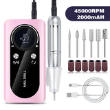 Electric Nail File Rechargeable Portable 45000 rpm Pink