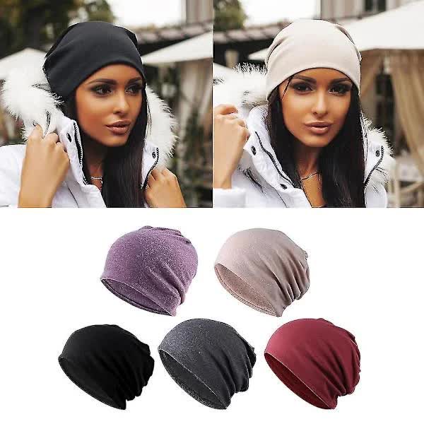 Chemo Hats Slouchy Baggy Beanie 5-Pack Khaki Black Grey Burgundy Purple