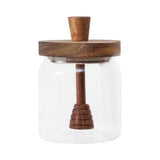 Honey Jar Set 500ml Glass with Wooden Spoon Lid, Airtight Transparent Honey Pot for Easy Monitoring, Wide Opening