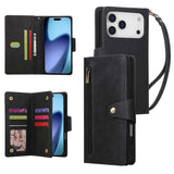 Magnetic Leather Wallet Card Holder Compatible with iPhone 17 Pro Max Black