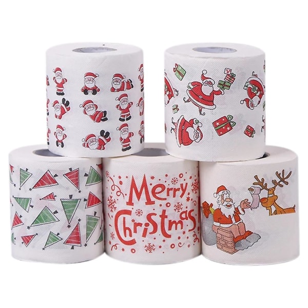 Christmas Toilet Paper 5 Rolls for Home Office Restroom Holiday Decor