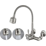 Wall Mounted Kitchen Faucet, Food Grade 304 Stainless Steel Material, 360° Rotatable Wall Mounted Kitchen Faucet 12CM-18CM Mounting Hole