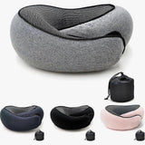 Memory Foam Travel Neck Pillow U-Shaped, Cervical Support Pillow for Airplane Sleep, Black