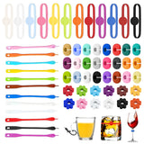 Glass Markers 60 pcs Silicone Reusable Compatible with Wine Glasses