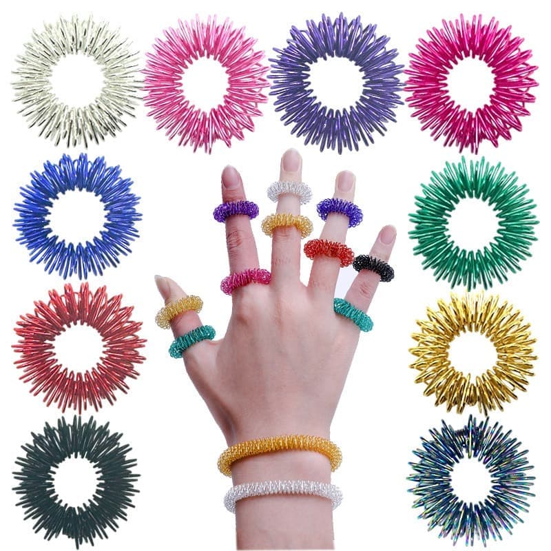 Fidget Stress Ring Sensory Toys for Anxiety and ADHD - 14 Pack Stress Rings