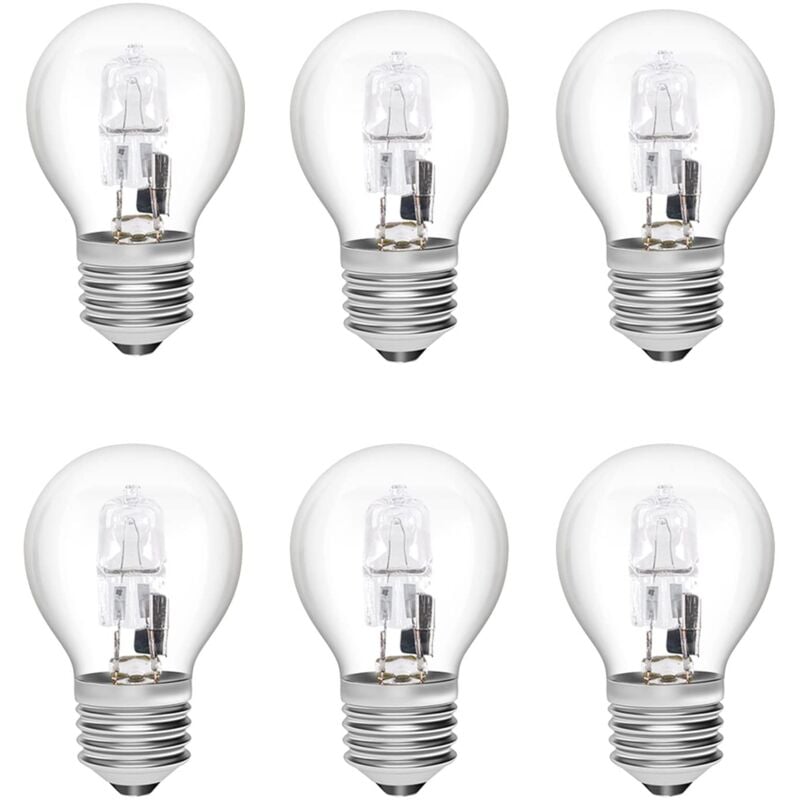 E27 Halogen Bulbs 6-Pack, 28W G45 Dimmable Warm White 2700K Golf Ball Clear Blub, Compatible with Chandeliers