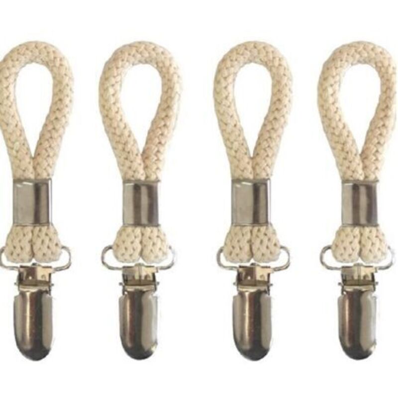Metal Towel Clamps 5-Pack Kitchen Bathroom Towel Hooks with Braided Cotton Holder for Dishcloths
