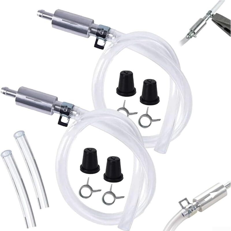 Brake Bleed Tool Set with Check Valve and Metal Hose Clamps Compatible with Vehicle Hydraulic Brake Systems Silver