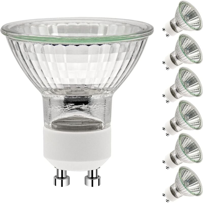 GU10 Halogen Bulbs 50W 220V 2700K Warm White 35 Degree Beam Angle 6-Pack