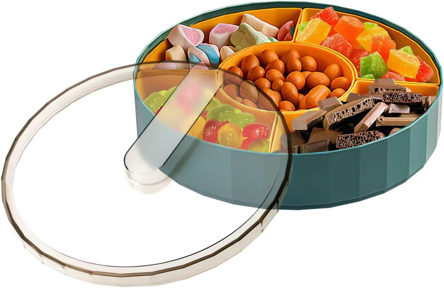 Compatible with Oral-B Plastic Snacks Bowl with Lid Flat Storage Box Candy Tray for Nuts Cookies Candy 3 Compartments