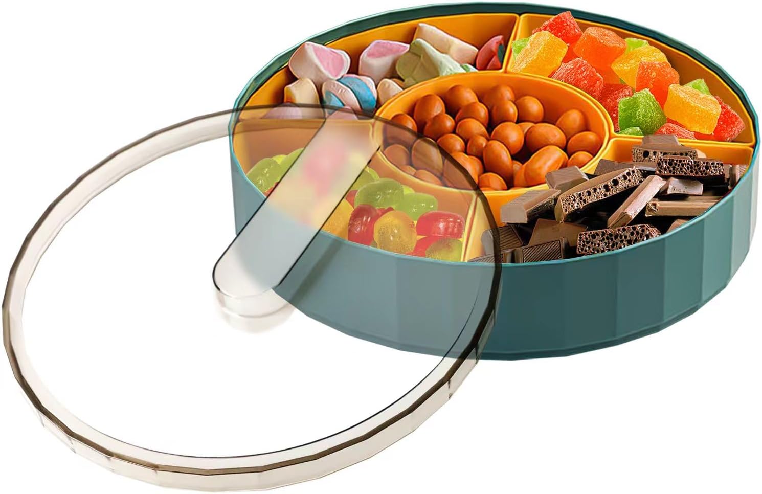 Compatible with Oral-B Plastic Snacks Bowl with Lid Flat Storage Box Candy Tray for Nuts Cookies Candy 3 Compartments