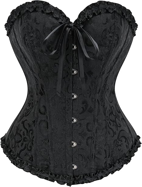 Corset Tops for Women, Bustier Shapewear Lingerie, Lace Waist Push Up Bodysuit black S
