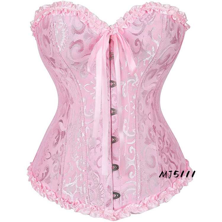 Corset Pink M YSJ Women's Bridal Shapewear Waist Cincher Vest European Palace Wedding Dress