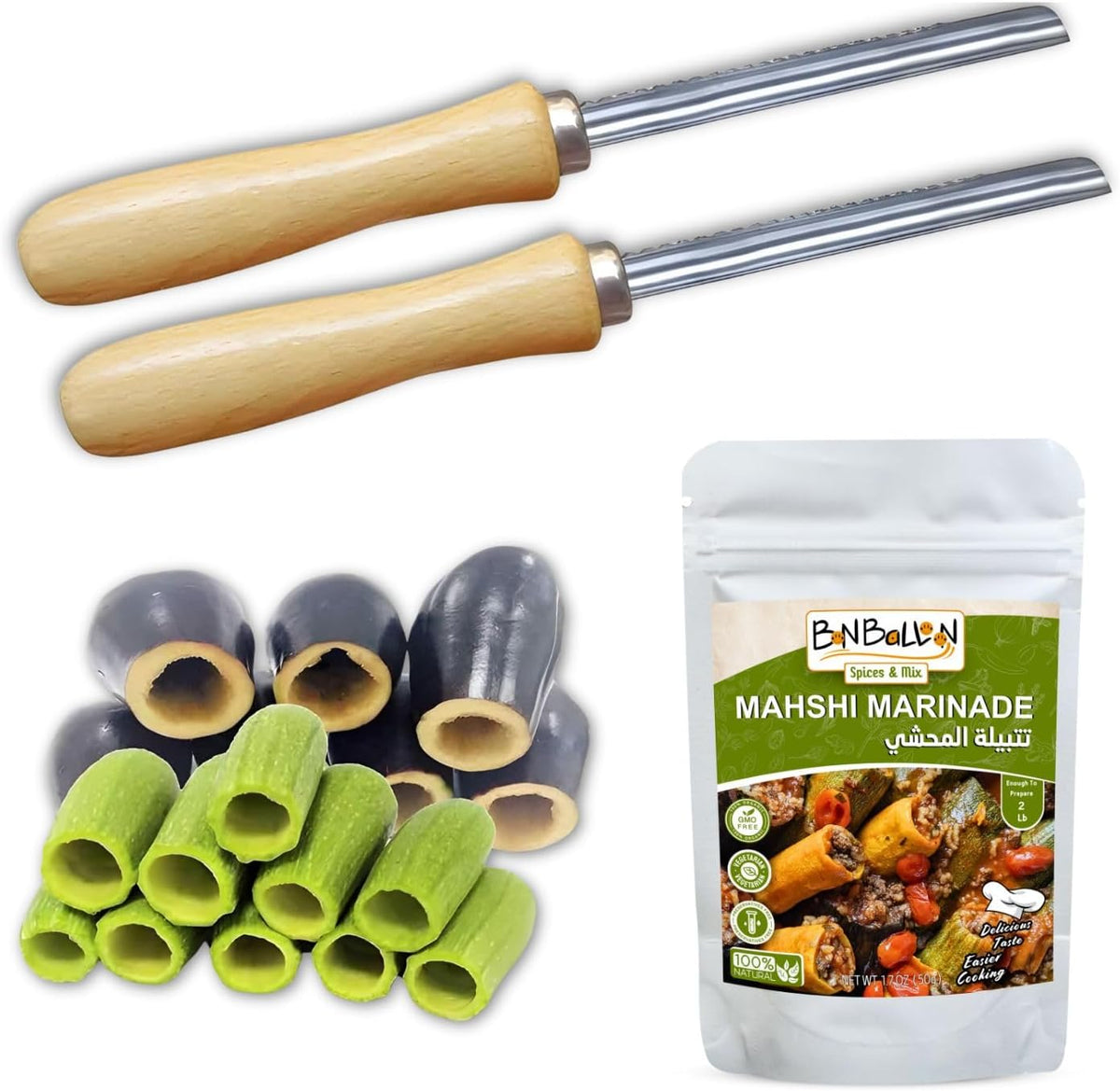 Zucchini Squash Vegetable Corer 2 pcs Corers Stainless Steel Core Remover Tool Kitchen Stuffed Vegetables Veggies Seed Remover Remove Seeds Eggplant Cucumber 8" Long Coring Tools Gadgets Drill
