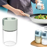 Metering Salt Shaker, Glass Metered Salt Dispenser, Press Type Quantitative Salt Glass Seasoning Bottle, Can Spice Salt Cumin Powder Pepper Shakers BBQ Condiment Seasoning Bottle (Green)