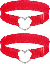 2 Pcs Adjustable Heart Lace Thigh Garters, Red Heart Garters Belt, Elastic Leg Garters Belt for Women