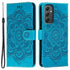 Compatible with Samsung Galaxy A56 5G Case with Multicolor Mandala Embossed PU Leather Wallet Cover - Blue