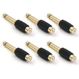 Audio Adapter 6.35mm Mono Male to RCA Female Cable Connector 6-Pack Compatible with Audio Equipment