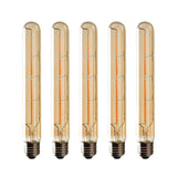 5-pack T225 Long Tube Bulbs, LED Edison Filament, 6W E27 Socket Warm White, Yellow Glass for Decorative Light Bulb, AC 220-240V—yux