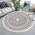Moroccan Style Grey Round Woven Cotton Washable Absorbent Rug 120cm with Fringes