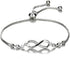 925 Sterling Silver Infinity Love Heart Bracelet with Cubic Zirconia Adjustable for Women