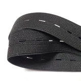 Elastic Buttonhole Tape, 2.5cm Width Black Elastic Band