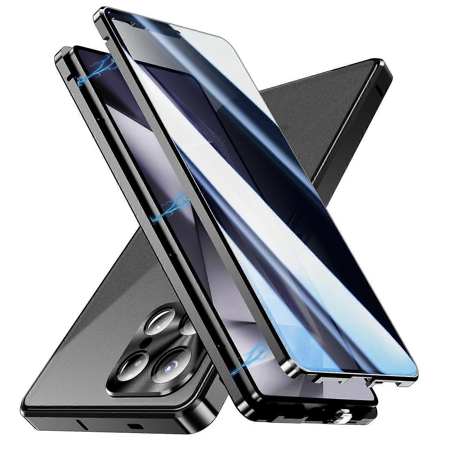 Compatible with Samsung Galaxy S25 Ultra Case Anti-Spy Dual-Sided Tempered Glass Magnetic Phone Case by WELLNGS Black