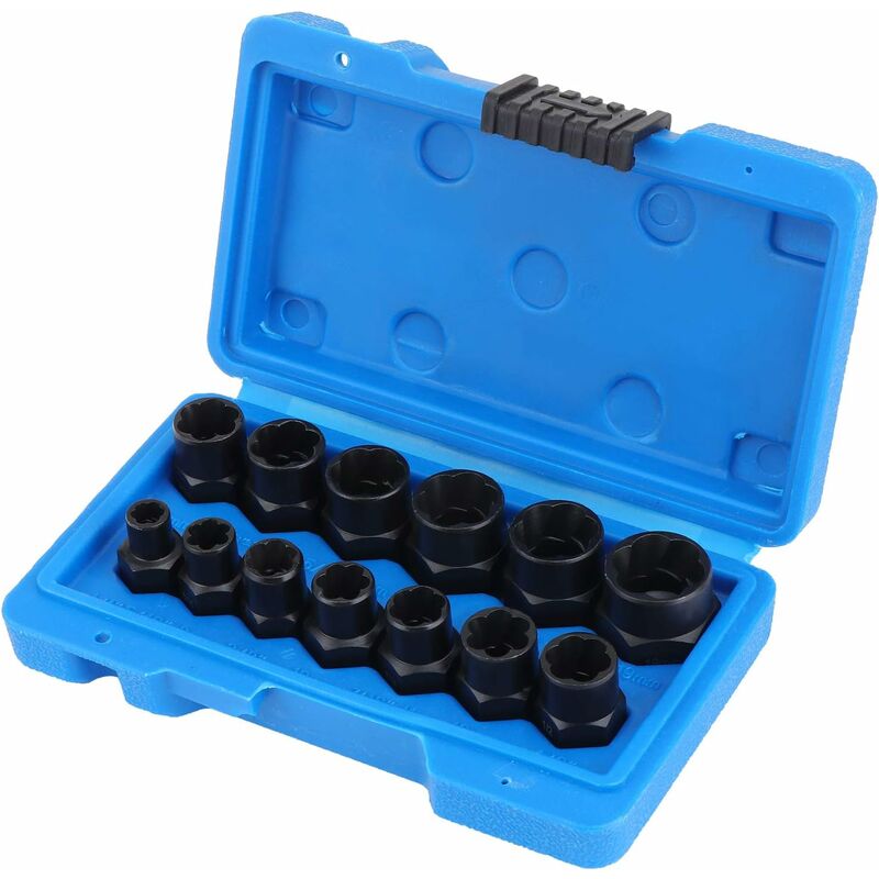 Socket Wrench Set with Nut Extractor For Damaged Bolts 13 Pieces