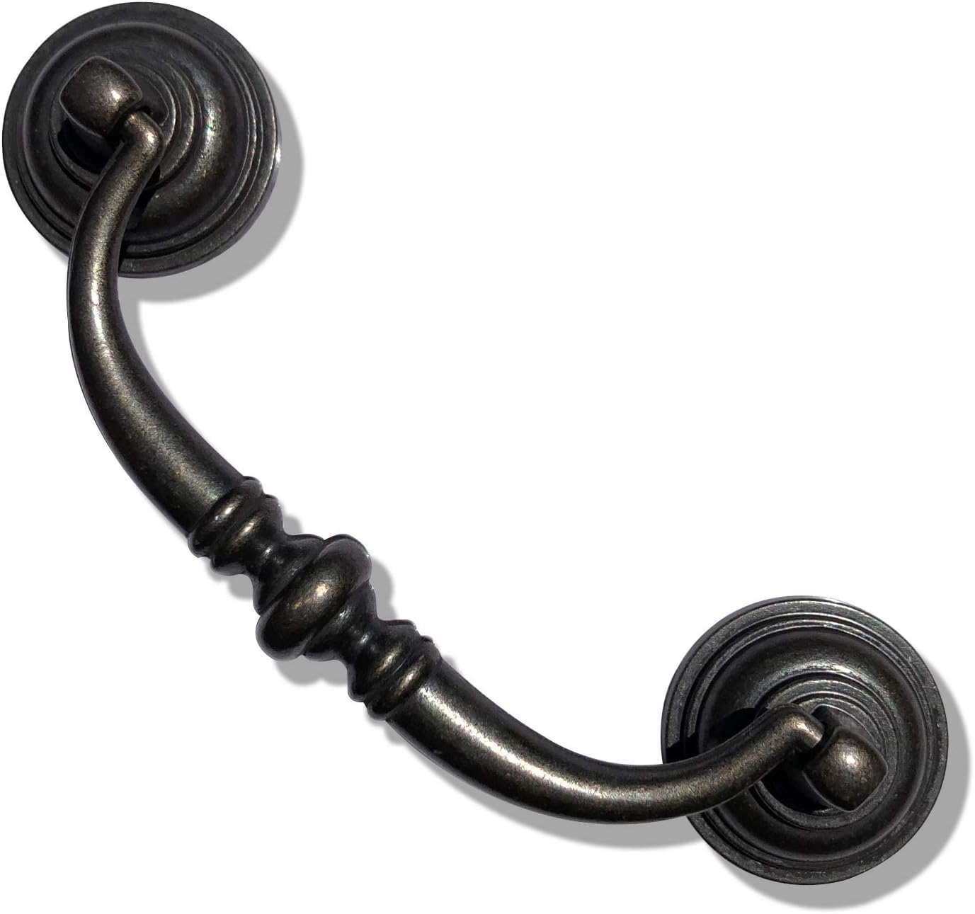 6 Pack MOOD.SC 3.5in Hole Center Shabby Chic Drawer Kitchen Cabinet Drop Bail Pulls Handles (89mm/Antique Black)