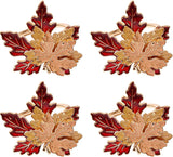 Fall Maple Leaf Napkin Rings Set of 4 Thanksgiving Maple Napkins Holder with Rhinestones Maple Leaves Serviette Buckle Holder for Fall Harvest Table Accessories Home Decor