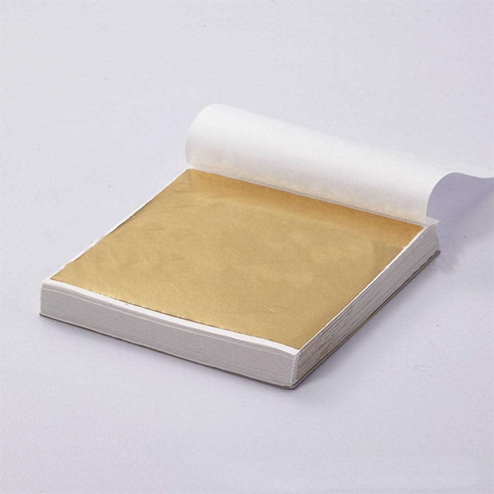 100PCS 24K Pure Genuine Gold Leaf Foil Sheet Gold Decoration (Champagne)
