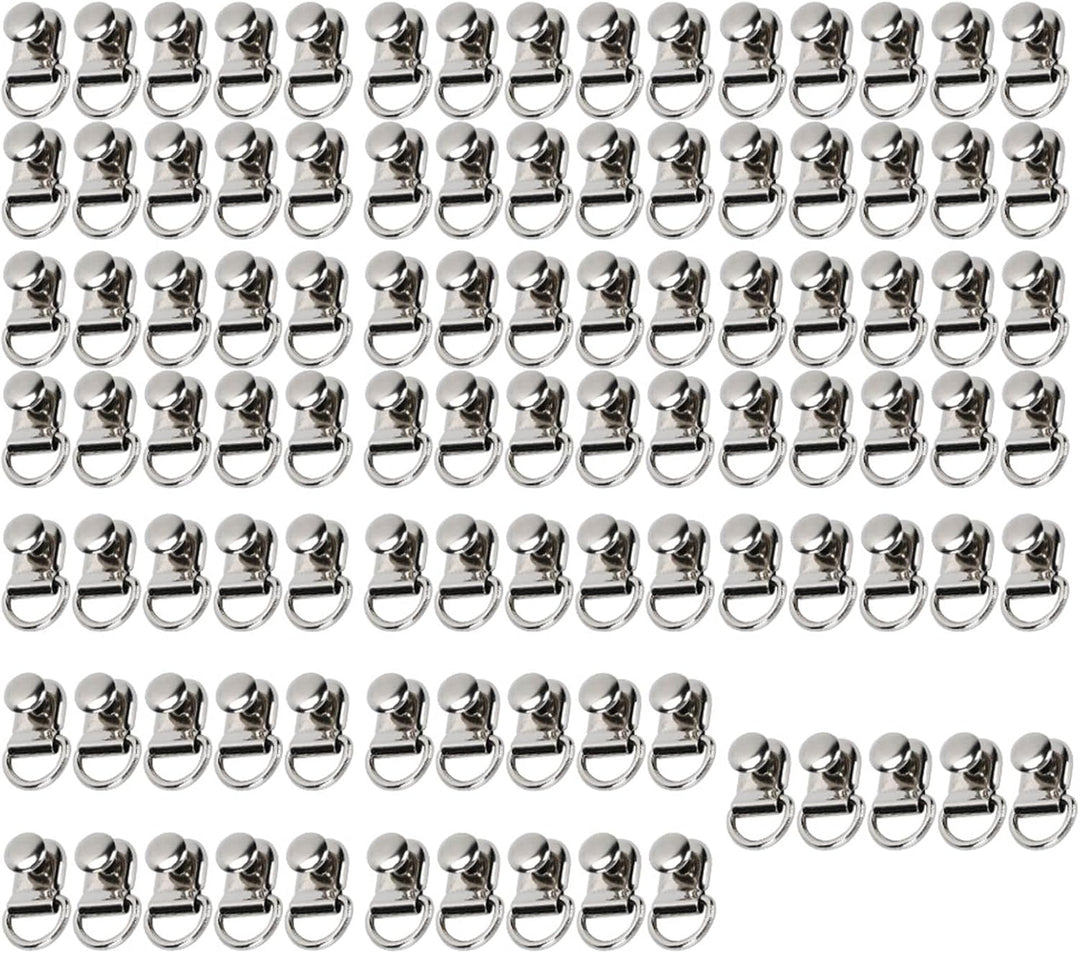 100 Sets D Ring Shoelace Buckle, Brass Metal Boot Lace Hooks Eyelet Repair Kit Bag Rivet Tool For Shoe Leather Diy Craft Boot Silver 9x14mm