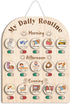 Daily Routine Chart for Kids, Visual Schedule, Routine Chart for Toddlers 3-5, Morning Bedtime Routine Chart for Toddlers, Wooden Chore Chart for Kids