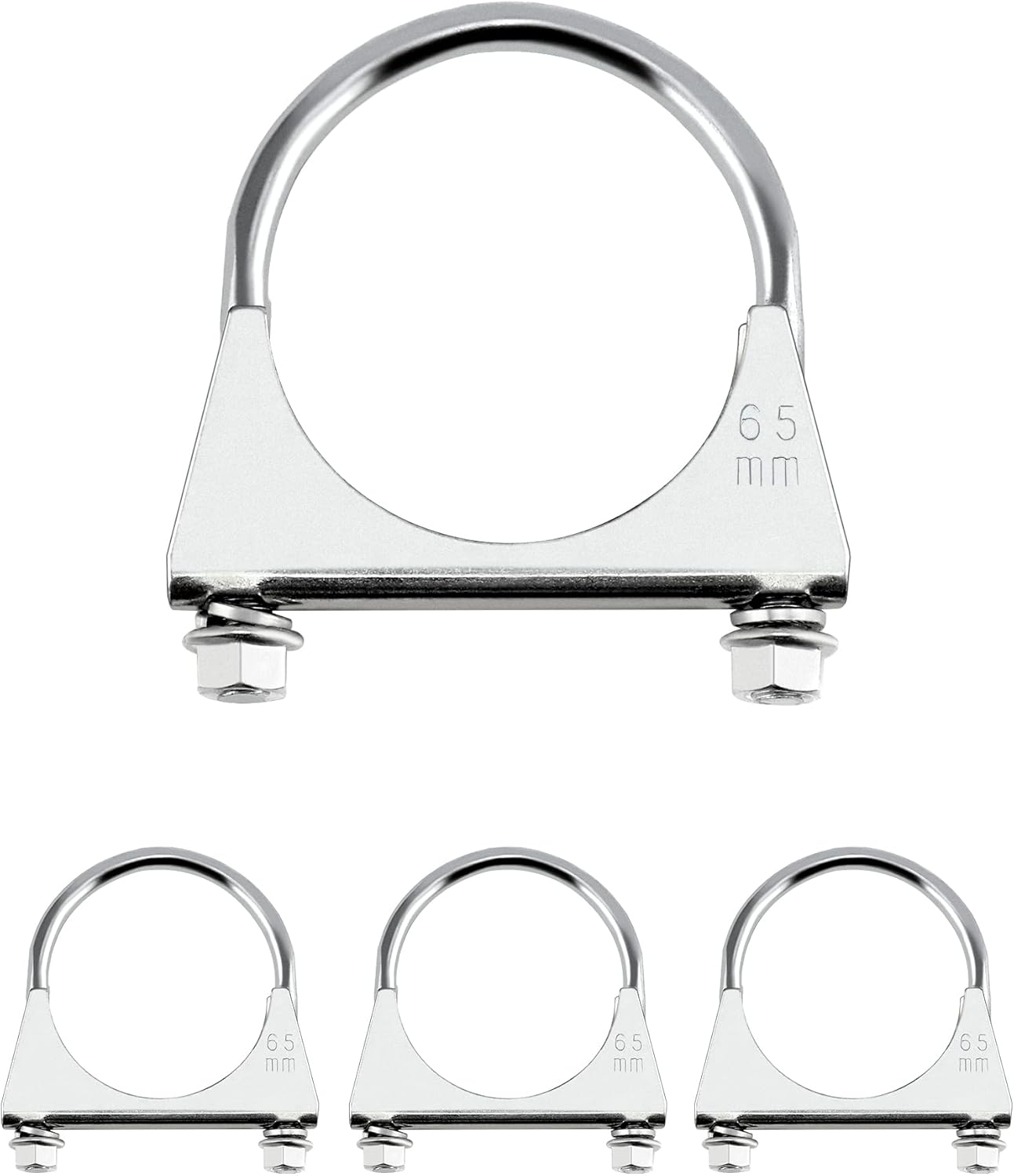 Stainless Steel U-Bolt Muffler/Exhaust Clamp (2.5" Diameter), 4 Pack U-Bolt Muffler Tip Exhaust Hook