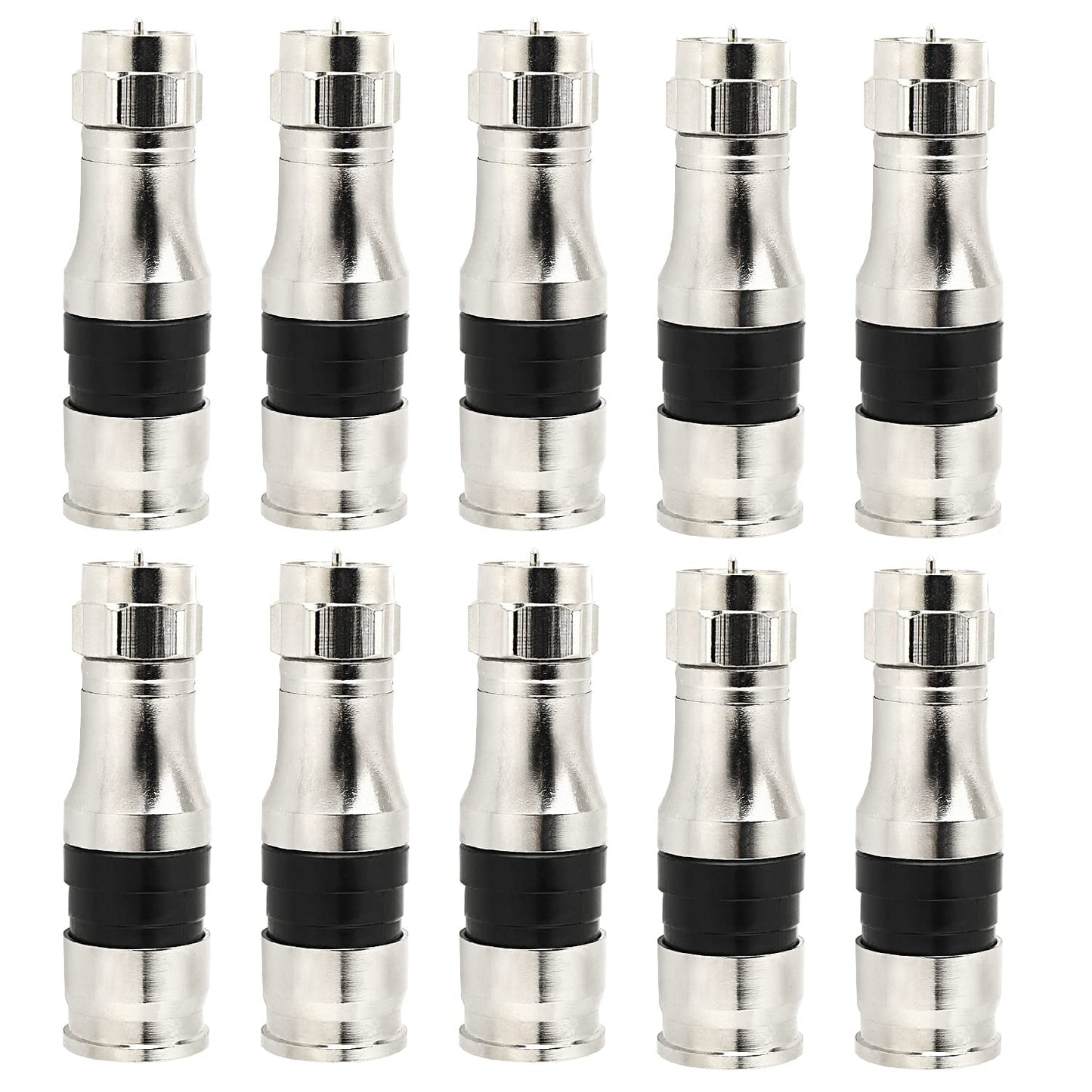 RG11 Connectors 10 Pack,F Type Connectors,RG11 Coax Cable Compression Fitting with Weather Seal O Ring