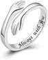 Hug Ring For Granddaughter, Silver Ring For Women With “Always With You” Adjustable And Non Tarnish Minimalist Birthday Jewelry Gift