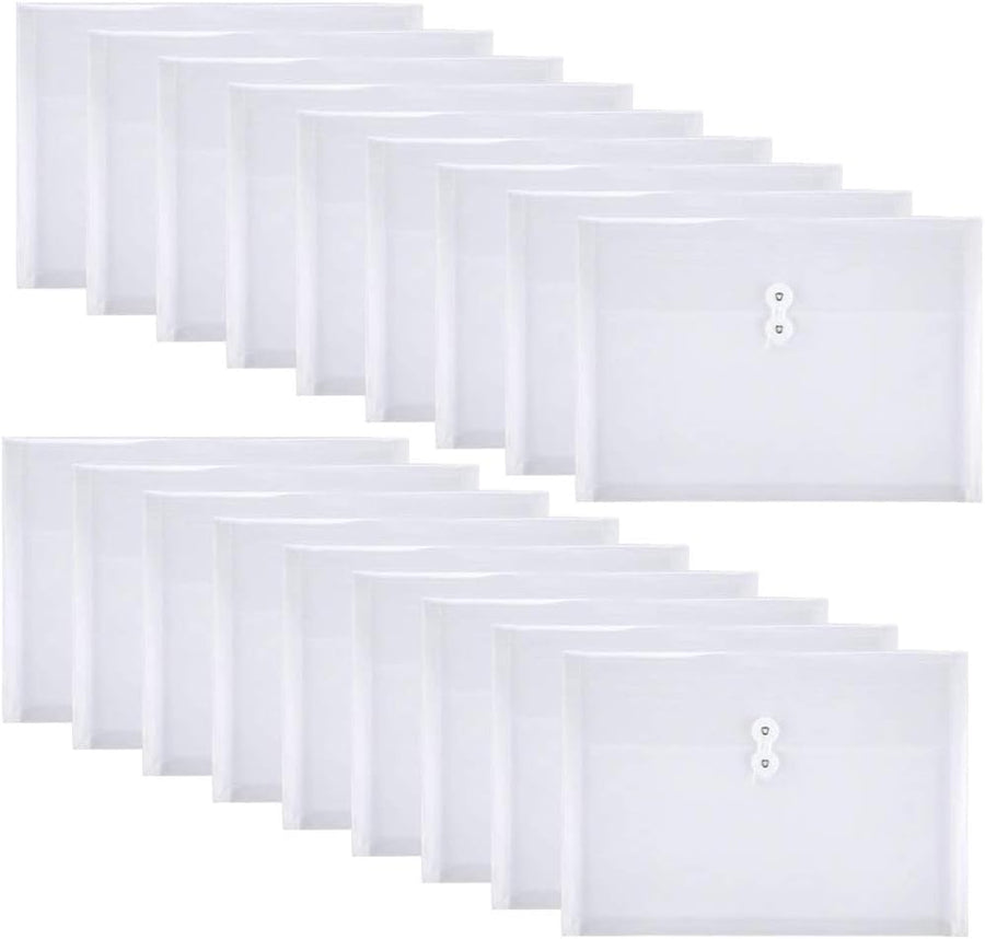 18 Packs Legal Size Plastic Filing Envelopes Clear File Folders with String Closure for Office School or Home
